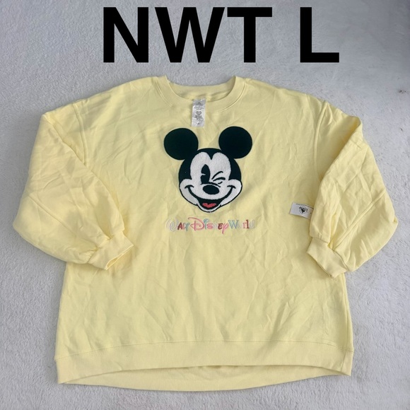 WDW Walt Disney world Yellow Mickey Mouse Crewneck pullover sweatshirt new - Picture 7 of 9